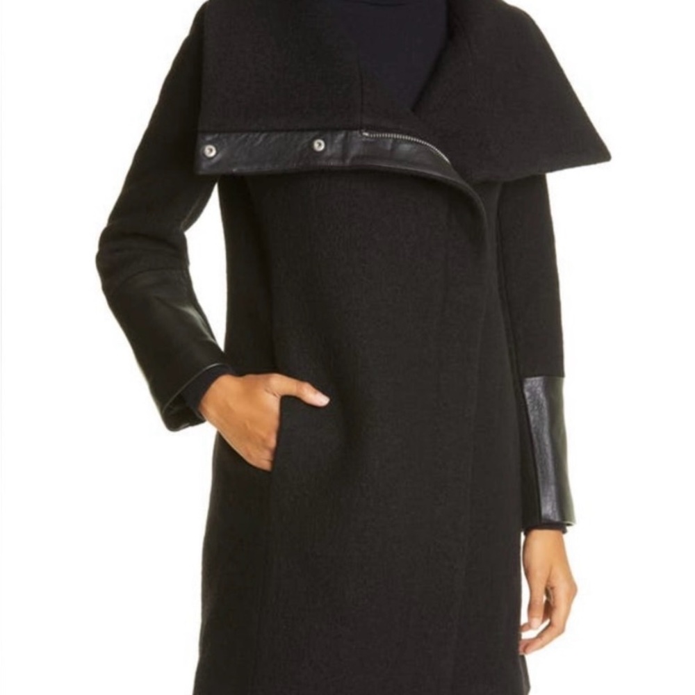 Club Monaco Wool & Leather Halli Coat